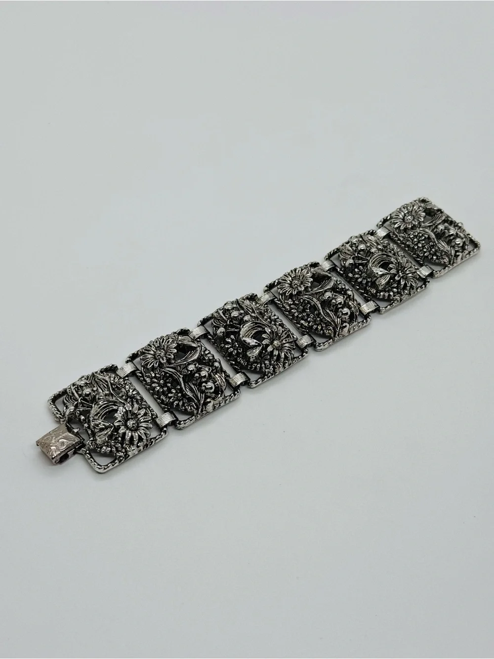 Vintage 1963 Sarah Coventry Antique Garden Panel Massive Bracelet Signed